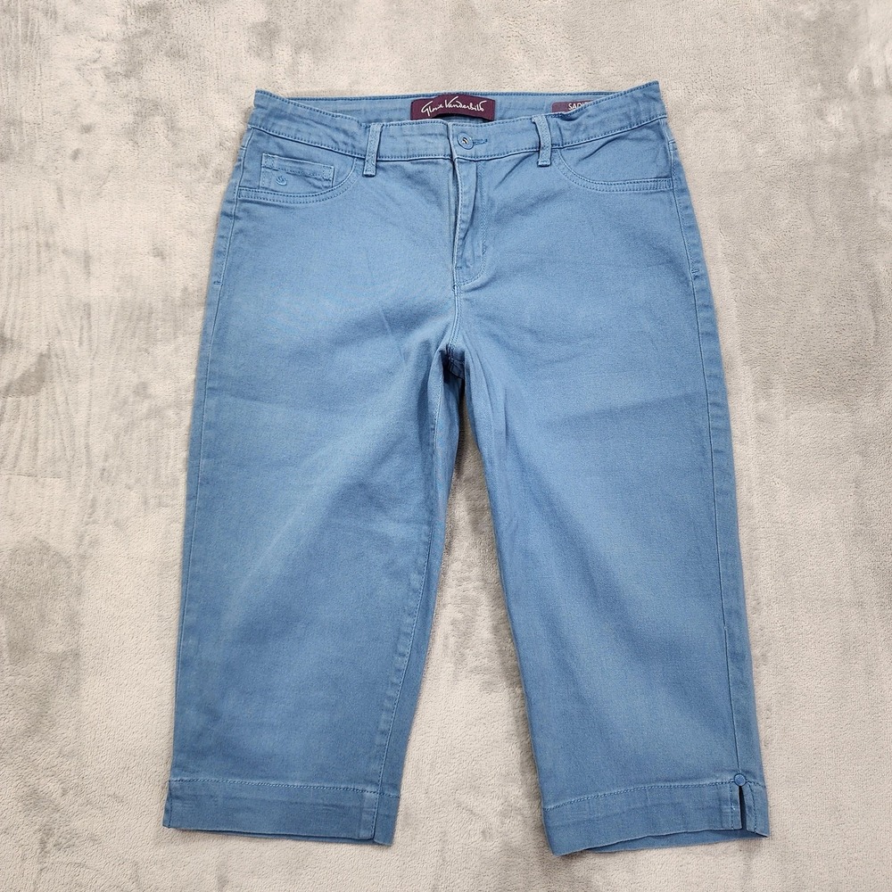 Gloria Vanderbilt Pants Womens 12 Blue Sadie Skimmer Capri Crop Twill Stretch